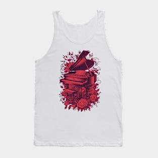 Piano & roses pixel art red Tank Top